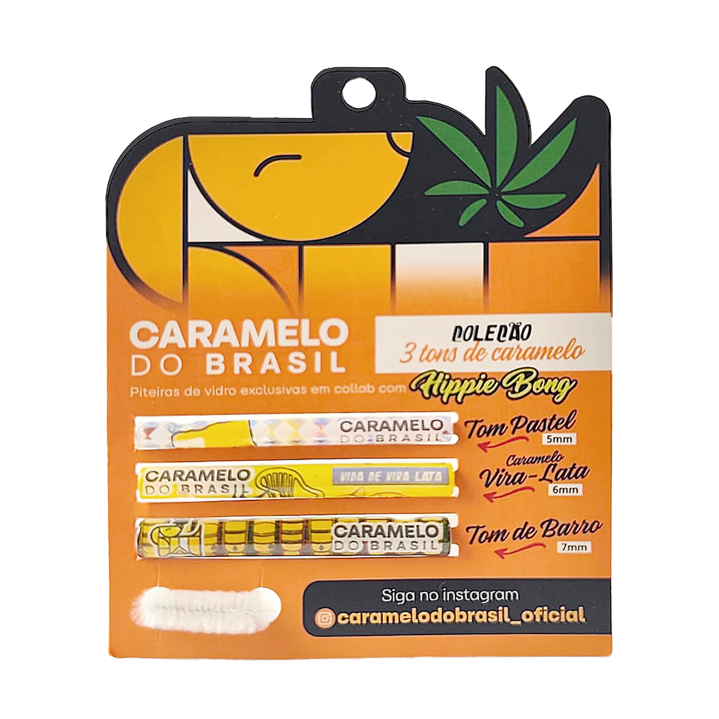 KIT Piteiras de vidro coleção 3 Tons de Caramelo collab Hippie Bong